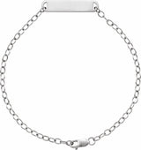 14K White Gold Engravable Bar 7" Bracelet