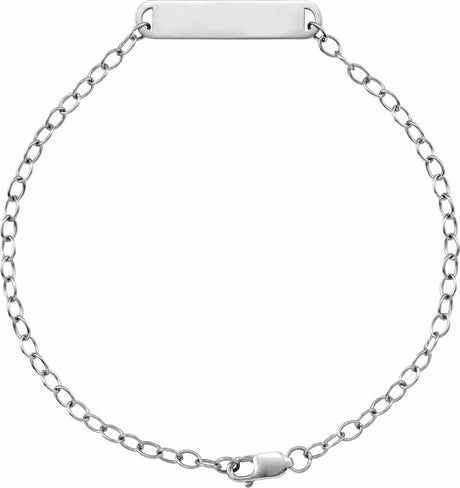 14K White Gold Engravable Bar 7" Bracelet