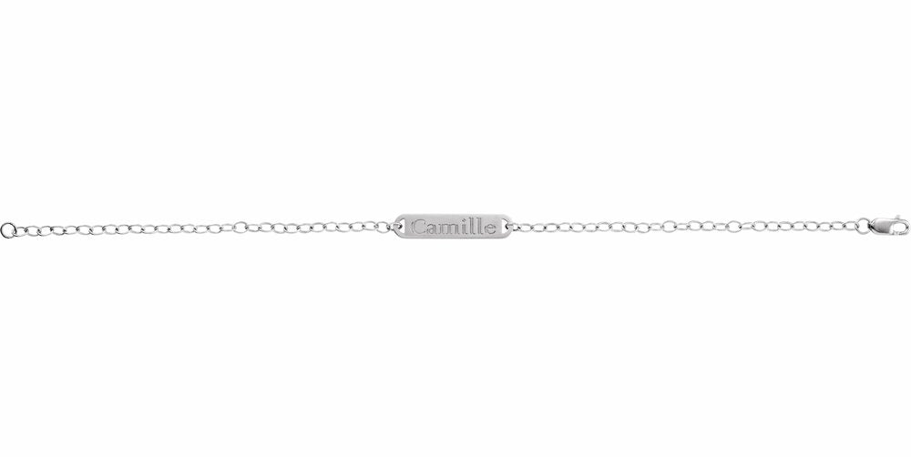 14K White Gold Engravable Bar 7" Bracelet