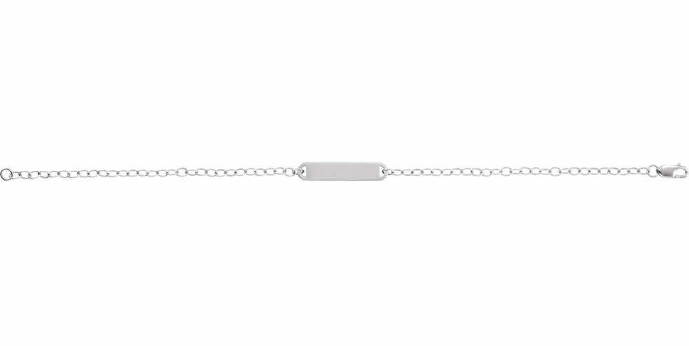 14K White Gold Engravable Bar 7" Bracelet
