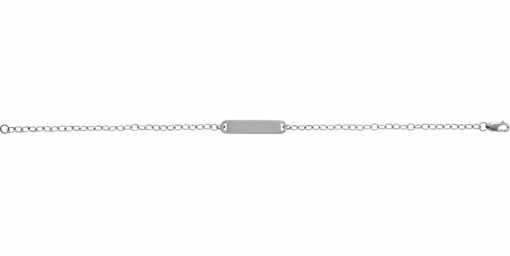 14K White Engravable Bar 7" Bracelet