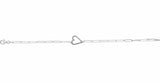 Sterling Silver Heart & Paperclip-Style Chain 7" Bracelet