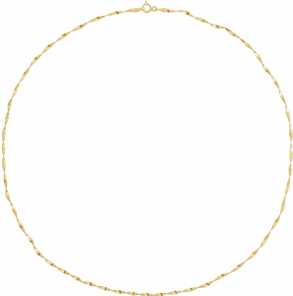 14K Yellow 1.6 mm Twisted Herringbone 7" Chain