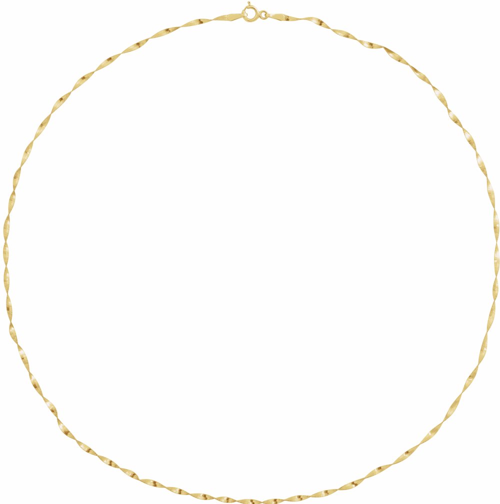 14K Yellow Gold 1.6 mm Twisted Herringbone 7" Chain