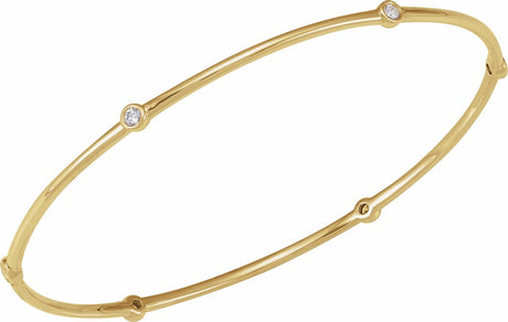 14K Yellow Gold 1/4 CTW Natural Diamond Bezel-Set Bangle 8" Bracelet