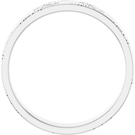 14K White Gold 4 mm Floral Flat Band Size 4.5