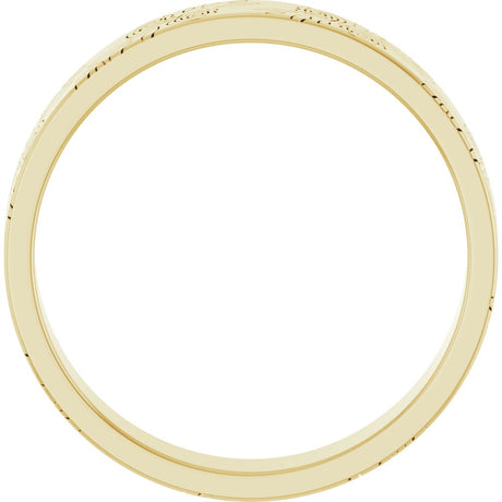 14K Yellow Gold 4 mm Floral Flat Band Size 8