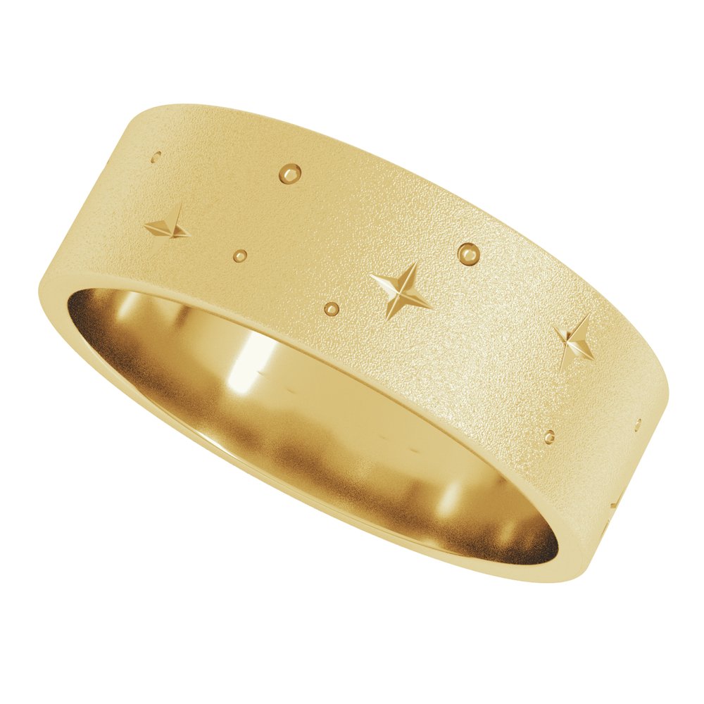 18K Yellow Gold 7 mm Star Band with Glass Blast Finish Size 7