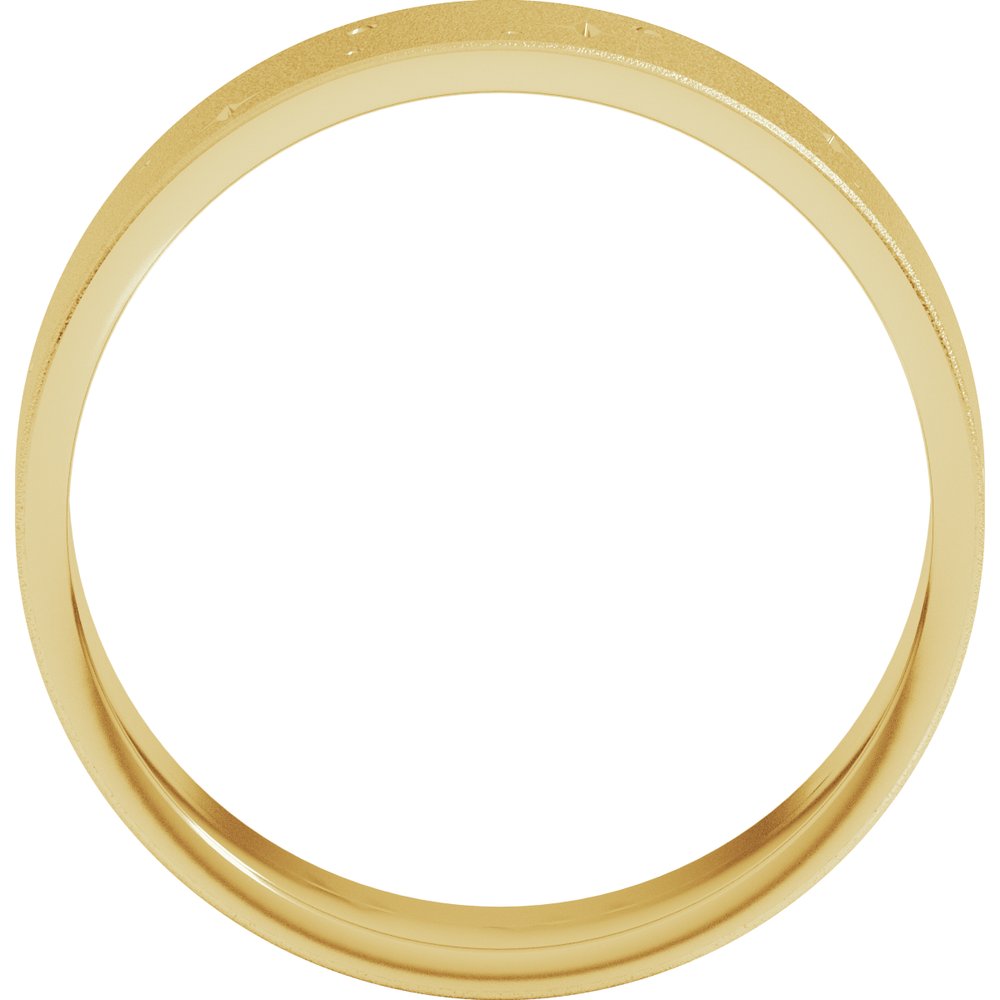 18K Yellow Gold 7 mm Star Band with Glass Blast Finish Size 7