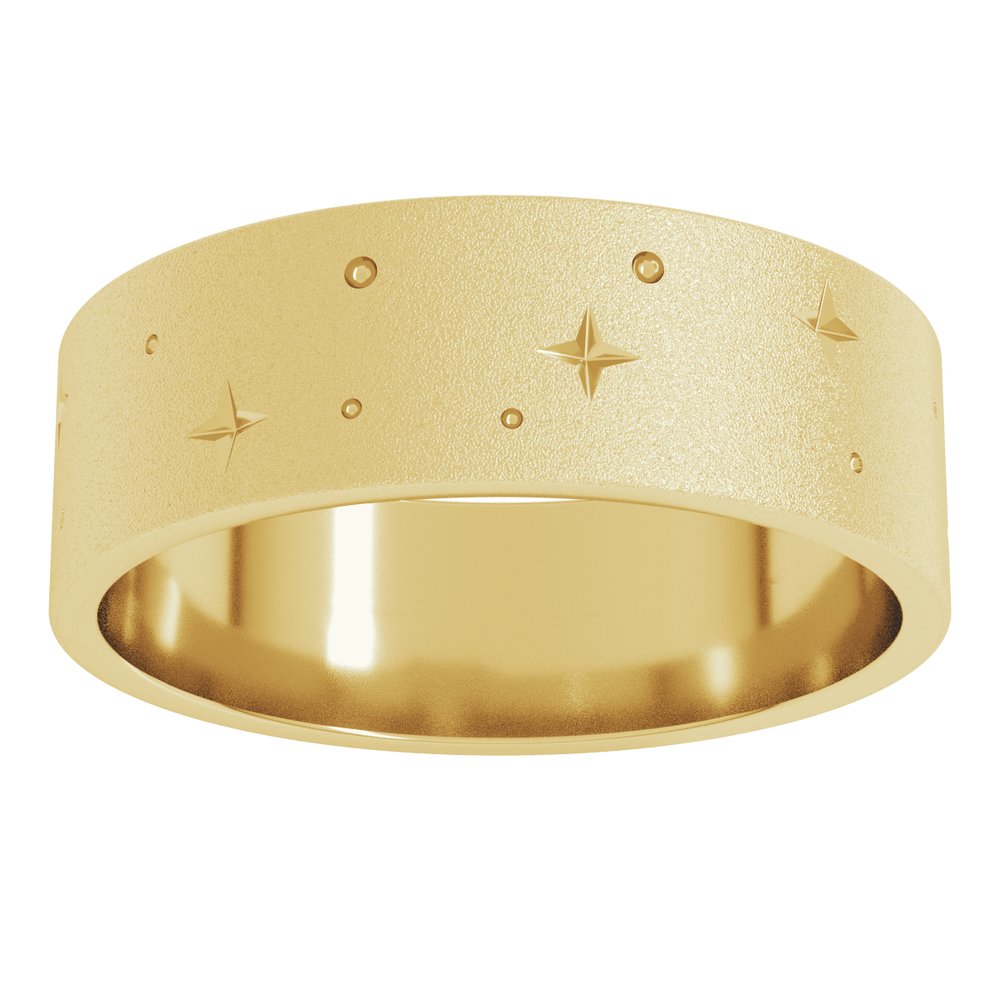 18K Yellow Gold 7 mm Star Band with Glass Blast Finish Size 7