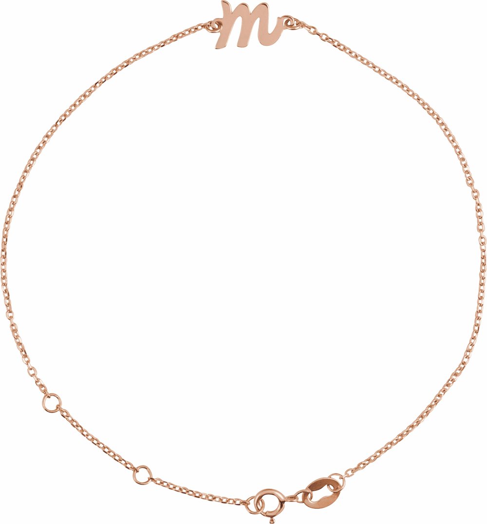 14K Rose Initial M 6 1/2-7 1/2" Bracelet