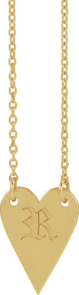 14K Yellow Gold Engravable Heart 18" Necklace