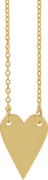 14K Yellow Gold Engravable Heart 18" Necklace