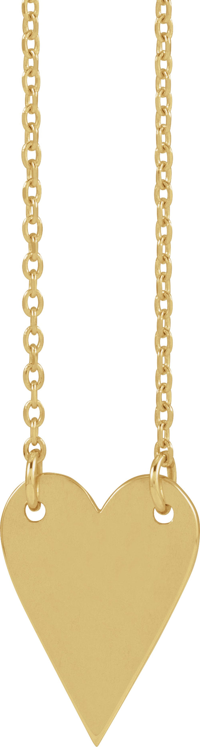 14K Yellow Gold Engravable Heart 18" Necklace