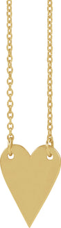 14K Yellow Gold Engravable Heart 18" Necklace