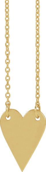 14K Yellow Engravable Heart 18" Necklace