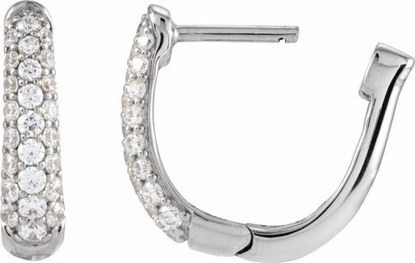 14K White 1/2 CTW Natural Diamond 14.9 mm Hoop Earrings