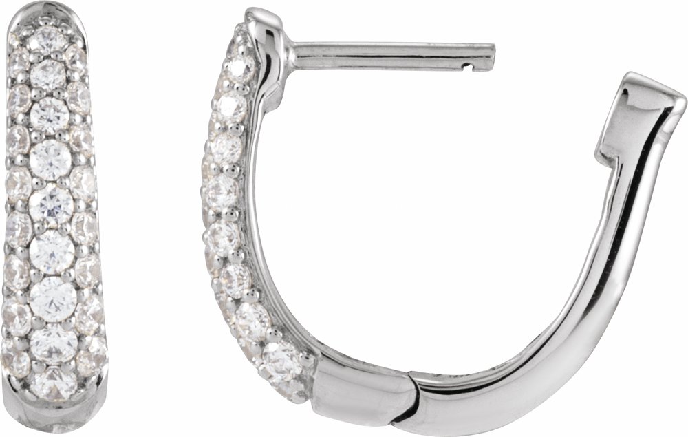 14K White 1/2 CTW Natural Diamond Hoop Earrings