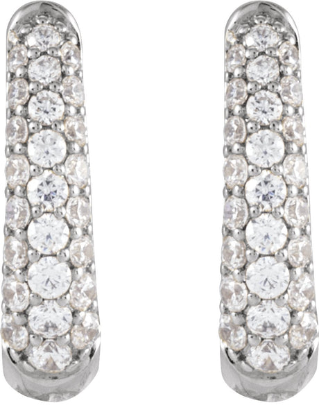 14K White Gold 1/2 CTW Natural Diamond 14.9 mm Hoop Earrings