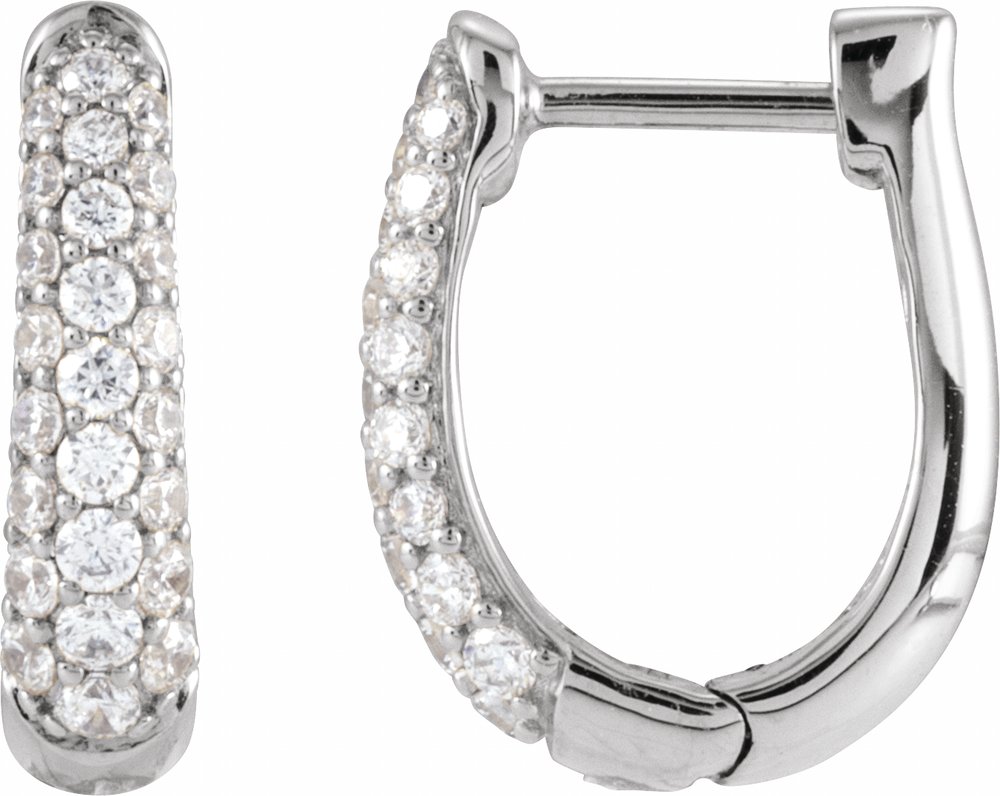 14K White 1/2 CTW Natural Diamond Hoop Earrings