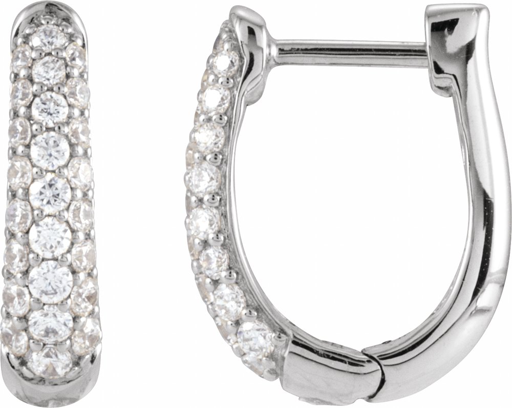 14K White Gold 1/2 CTW Natural Diamond 14.9 mm Hoop Earrings