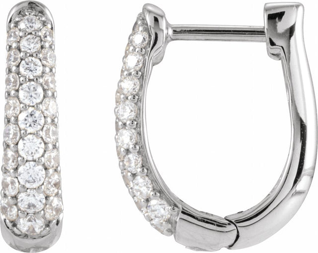 14K White Gold 1/2 CTW Natural Diamond 14.9 mm Hoop Earrings