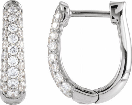 14K White Gold 1/2 CTW Natural Diamond 14.9 mm Hoop Earrings