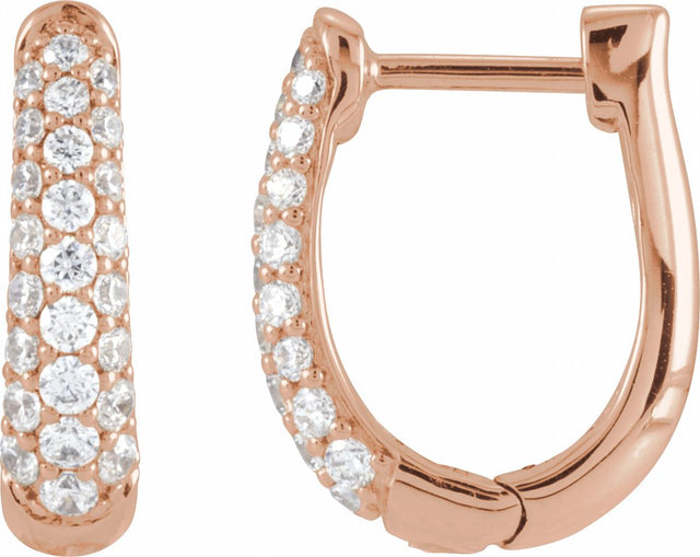 14K Rose Gold 1/2 CTW Natural Diamond 14.9 mm Hoop Earrings