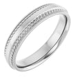 10K White Gold 4 mm Rope & Milgrain Stepped-Edge Comfort-Fit Half Round Band Size 10