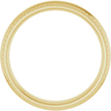 14K Yellow 4 mm Rope & Milgrain Stepped-Edge Comfort-Fit Half Round Band Size 7.5