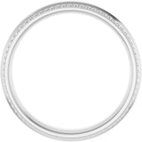 14K White 4 mm Rope & Milgrain Stepped-Edge Comfort-Fit Half Round Band Size 7