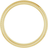 14K Yellow Gold 4 mm Rope & Milgrain Stepped-Edge Comfort-Fit Half Round Band Size 7.5