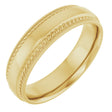 14K Yellow Gold 5 mm Rope & Milgrain Stepped-Edge Comfort-Fit Half Round Band Size 10