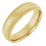 10K Yellow 5 mm Rope & Milgrain Stepped-Edge Comfort-Fit Half Round Band Size 7
