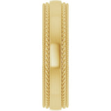 10K Yellow 5 mm Rope & Milgrain Stepped-Edge Comfort-Fit Half Round Band Size 7