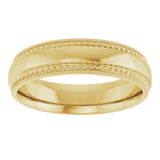 10K Yellow 5 mm Rope & Milgrain Stepped-Edge Comfort-Fit Half Round Band Size 7