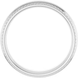 14K White 5 mm Rope & Milgrain Stepped-Edge Comfort-Fit Half Round Band