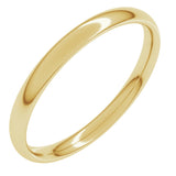 14K Yellow 2.5 mm Comfort-Fit Lightweight European-Style Band Size 4.5