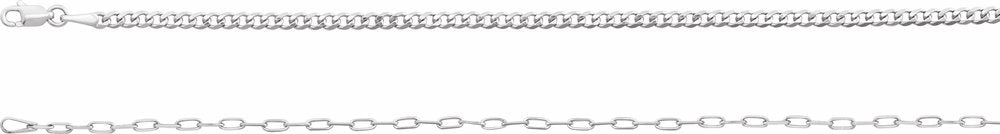 Sterling Silver 2.7 mm Curb & Paperclip-Style 18" Chain