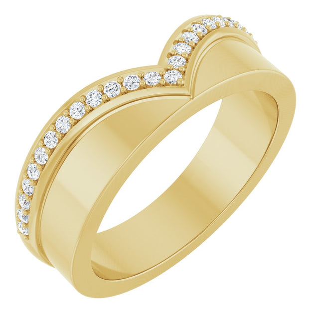 14K Yellow Gold 1/6 CTW Natural Diamond Contour Band