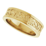 14K Yellow Gold 6.5 mm Sculptural Flat Band  Size 10