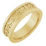 14K Yellow Gold 6.5 mm Sculptural Flat Band  Size 10