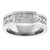 10K White Gold 6.5 mm Sculptural Flat Band  Size 10