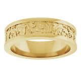 14K Yellow Gold 6.5 mm Sculptural Flat Band  Size 10