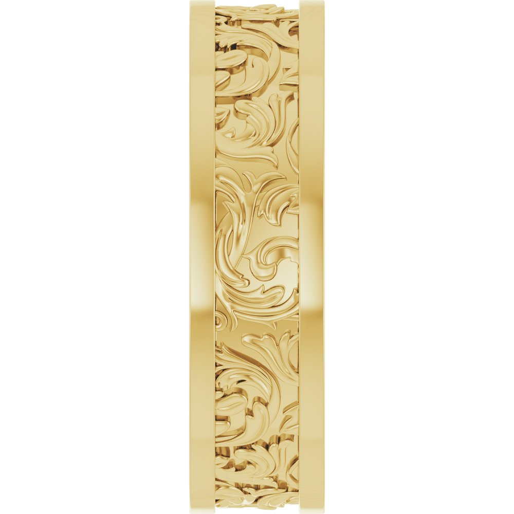 14K Yellow Gold 6.5 mm Sculptural Flat Band  Size 10
