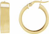 14K Yellow Flat Tube 15 mm Hoop Earrings