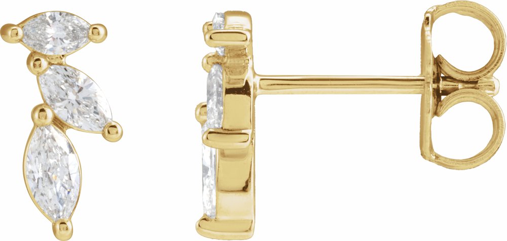 14K Yellow Gold 1/3 CTW Natural Diamond Nature-Inspired Earrings