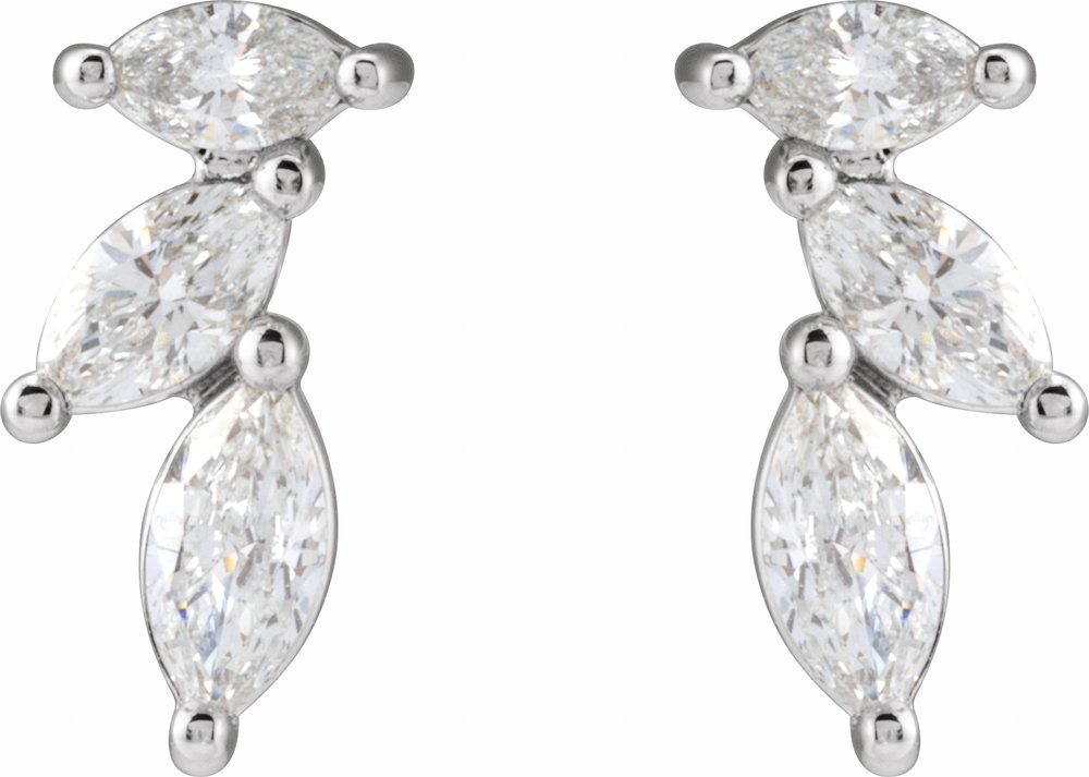 14K White 1/3 CTW Natural Diamond Nature-Inspired Earrings
