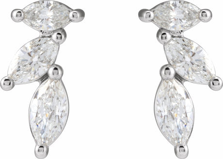 14K White 1/3 CTW Natural Diamond Nature-Inspired Earrings