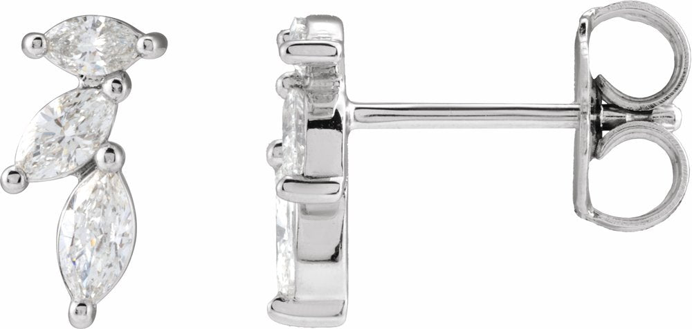 14K White 1/3 CTW Natural Diamond Nature-Inspired Earrings